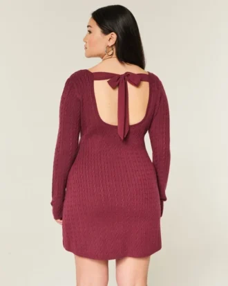 Babydoll-sweatermini-jurk met strik aan de achterkant