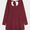 Babydoll-sweatermini-jurk met strik aan de achterkant