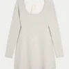 Babydoll-sweatermini-jurk met strik aan de achterkant