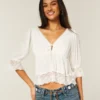 Babydoll-top met driekwart mouwen