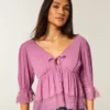 Babydoll-top met driekwart mouwen