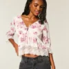 Babydoll-top met driekwart mouwen