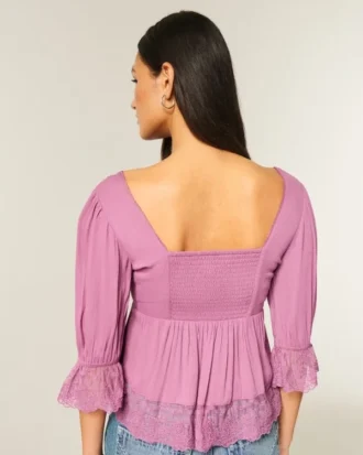 Babydoll-top met driekwart mouwen