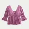 Babydoll-top met driekwart mouwen