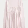 Babydoll-top met lange mouwen en eenvoudige kanten rand