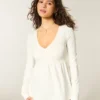 Babydoll-top met lange mouwen en geplooide buste Babydoll-top met lange mouwen en geplooide buste