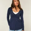 Babydoll-top met lange mouwen en geplooide buste Babydoll-top met lange mouwen en geplooide buste
