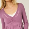 Babydoll-top met lange mouwen en geplooide buste Babydoll-top met lange mouwen en geplooide buste