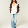 Babydoll-top met lange mouwen en geplooide buste Babydoll-top met lange mouwen en geplooide buste