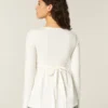 Babydoll-top met lange mouwen en geplooide buste Babydoll-top met lange mouwen en geplooide buste