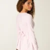 Babydoll-top met lange mouwen, grafische print en geplooide buste Babydoll-top met lange mouwen, grafische print en geplooide buste