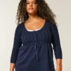 Babydoll-trui met kabelpatroon Babydoll-trui met kabelpatroon