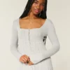 Babydoll-trui met lange mouwen en vierkante hals Babydoll-trui met lange mouwen en vierkante hals