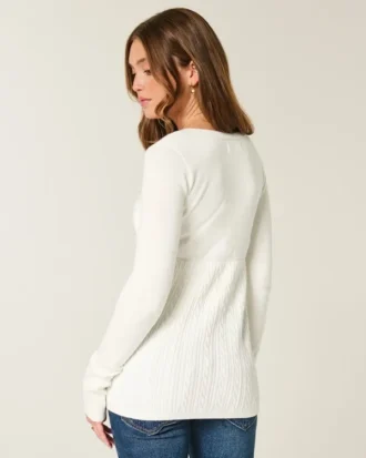 Babydoll-trui met lange mouwen en vierkante hals