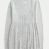 Babydoll-trui met lange mouwen en vierkante hals Babydoll-trui met lange mouwen en vierkante hals
