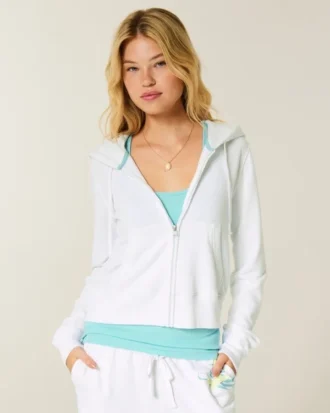 Badstof hoodie met ritssluiting