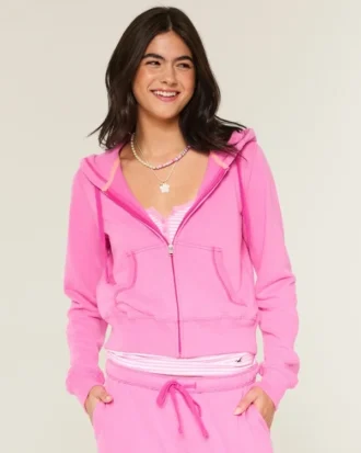 Badstof hoodie met ritssluiting