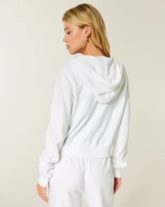 Badstof hoodie met ritssluiting