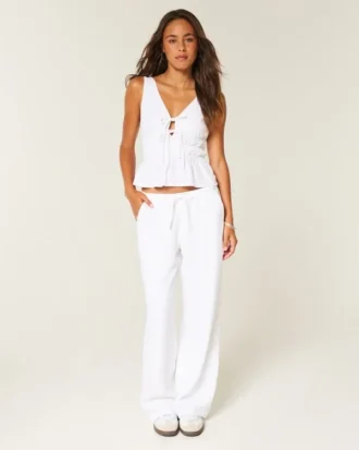 Baggy broek van linnenmix