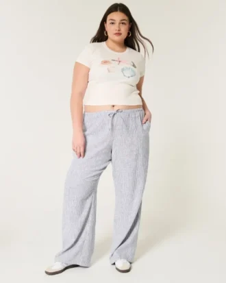 Baggy broek van linnenmix