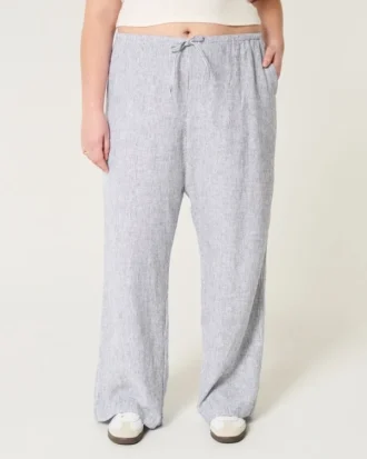 Baggy broek van linnenmix