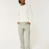 Baggy broek van linnenmix met flexibele taille Baggy broek van linnenmix met flexibele taille