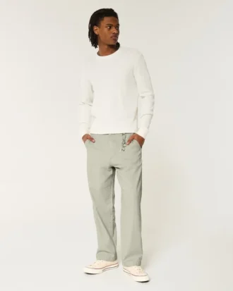Baggy broek van linnenmix met flexibele taille