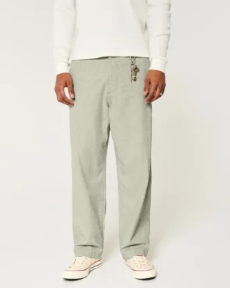 Baggy broek van linnenmix met flexibele taille