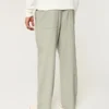 Baggy broek van linnenmix met flexibele taille Baggy broek van linnenmix met flexibele taille