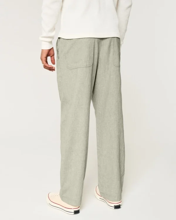 Baggy broek van linnenmix met flexibele taille Baggy broek van linnenmix met flexibele taille