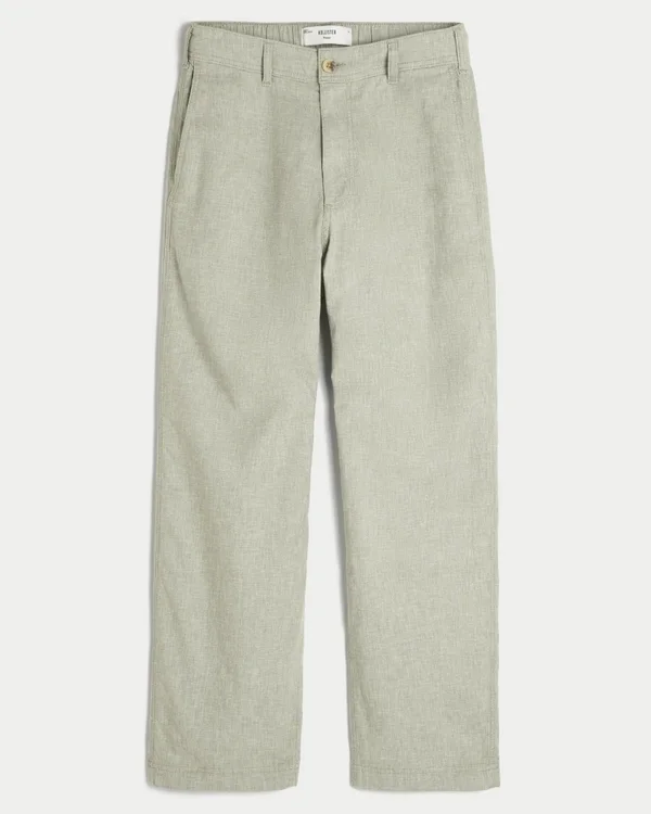 Baggy broek van linnenmix met flexibele taille Baggy broek van linnenmix met flexibele taille