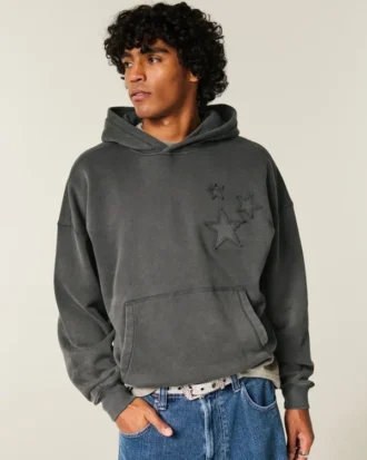 Baggy Cinch Star Applique Hoodie