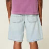 Baggy denim short met kettingborduursel Baggy denim short met kettingborduursel