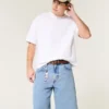 Baggy denim short met medium wassing Baggy denim short met medium wassing