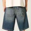 Baggy denim short met slangengrafiek Baggy denim short met slangengrafiek