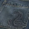 Baggy denim short met slangengrafiek Baggy denim short met slangengrafiek