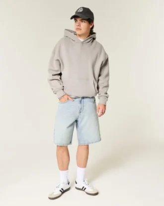 Baggy denim short met sterrenprint