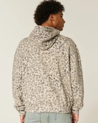 Baggy hoodie met luipaardprint