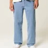 Baggy jeans met borduursel, medium wash Baggy jeans met borduursel, medium wash