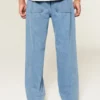 Baggy jeans met borduursel, medium wash Baggy jeans met borduursel, medium wash