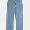 Baggy jeans met borduursel, medium wash Baggy jeans met borduursel, medium wash