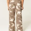 Baggy jeans met lage taille en koeienprint