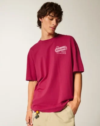Baggy katoenen T-shirt met Shady Pine Motel-print