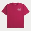 Baggy katoenen T-shirt met Shady Pine Motel-print Baggy katoenen T-shirt met Shady Pine Motel-print