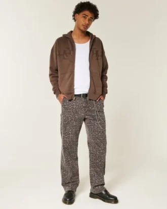 Baggy Painter-jeans met luipaardprint