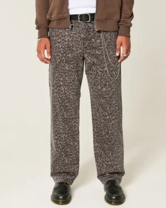 Baggy Painter-jeans met luipaardprint