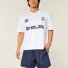 Baggy voetbalshort tot halverwege het bovenbeen Baggy voetbalshort tot halverwege het bovenbeen