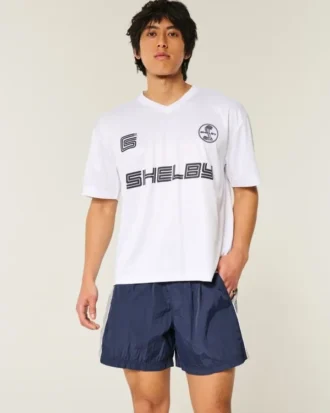 Baggy voetbalshort tot halverwege het bovenbeen
