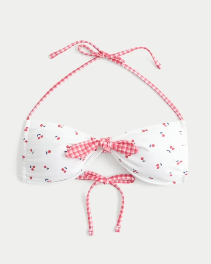 Bandeau-bikinitop met strik aan de voorkant