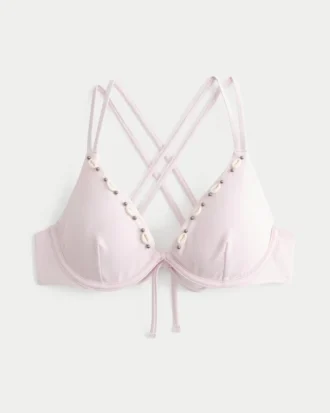 Bikini-top met beugel, versierd met schelpjes en bandjes aan de achterkant